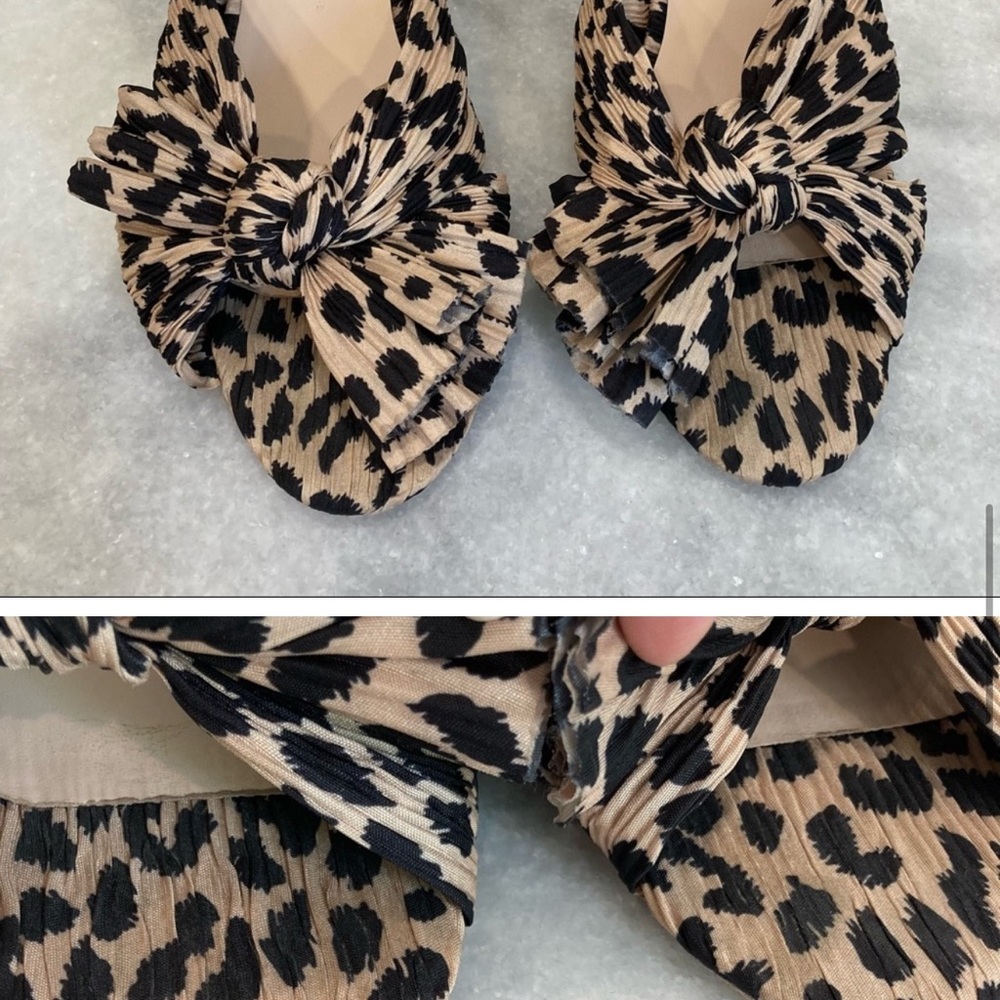 LOEFFLER RANDALL Emilia Leopard Animal Print Pleated Knot Bow Sandal